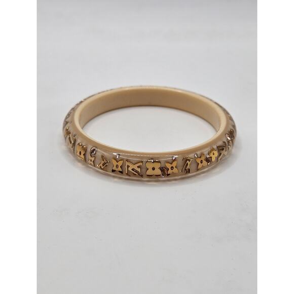 Louis Vuitton Brige Gold Resin Crystal Narrow Inclusion Bangle - Picture 3 of 14